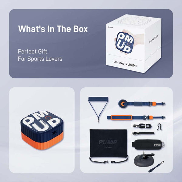 Unitree Pump Portable Home Gym Pump 4.4-44lbs Adjustable Resistance Cable Machine, Pump(Dark Blue), Pump(Blue Orange), Pump(White), Pump(Pink)