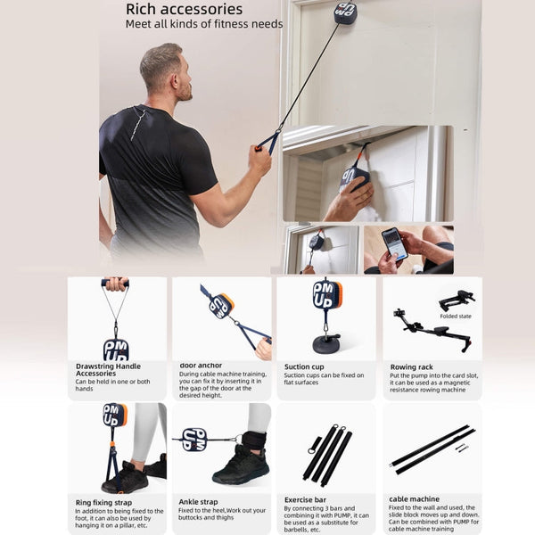 Unitree Pump Portable Home Gym Pump 4.4-44lbs Adjustable Resistance Cable Machine, Pump(Dark Blue), Pump(Blue Orange), Pump(White), Pump(Pink)