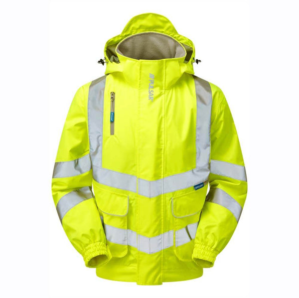 PULSAR P533 Hi-Vis Yellow Mesh Lined Waterproof Bomber Jacket