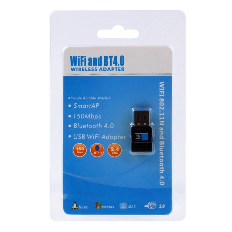 2 in 1 Bluetooth 4.0 + 150Mbps 2.4GHz USB WiFi Wireless Adapter