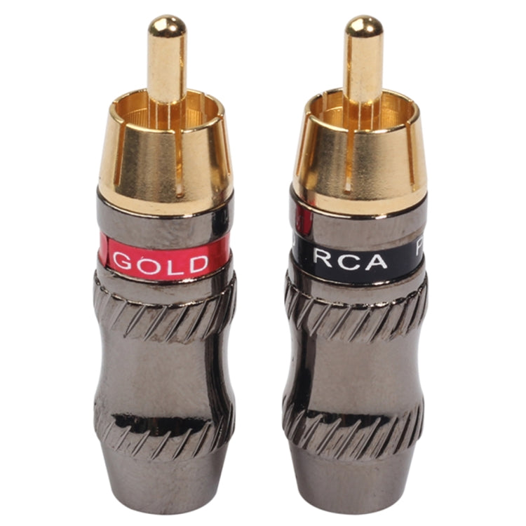 REXLIS TR026 2 PCS RCA Male Plug Audio Jack Gold Plated Adapter for DIY Audio Cable & Video cable, RCA Male