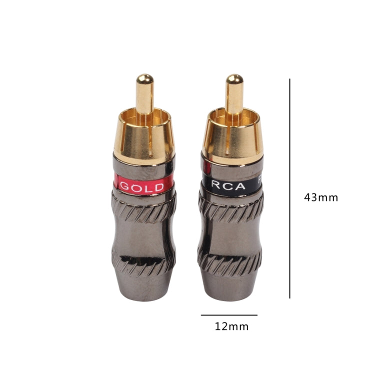 REXLIS TR026 2 PCS RCA Male Plug Audio Jack Gold Plated Adapter for DIY Audio Cable & Video cable, RCA Male