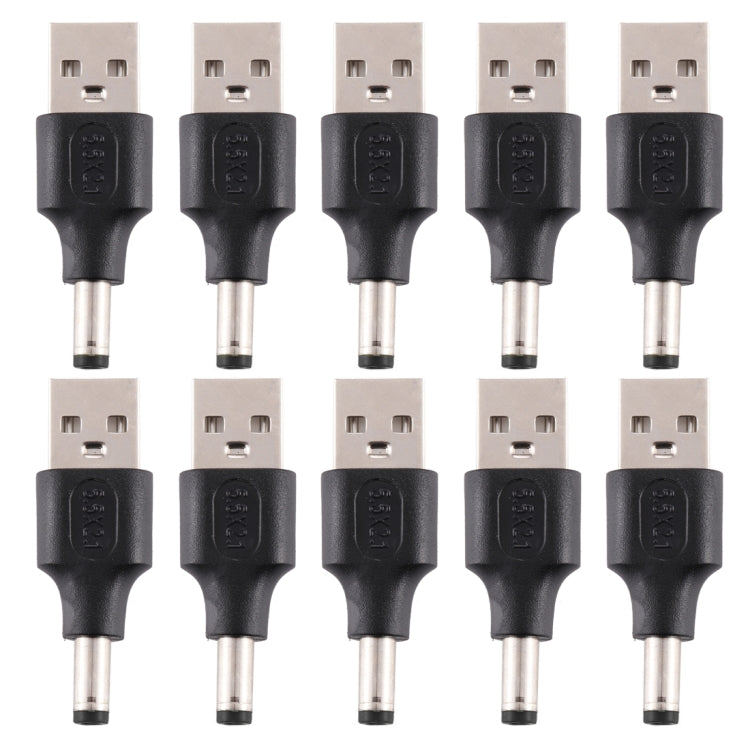 10 PCS 5.5 x 2.1mm Male to USB 2.0 Male DC Power Plug Connector, 5.5 x 2.1mm