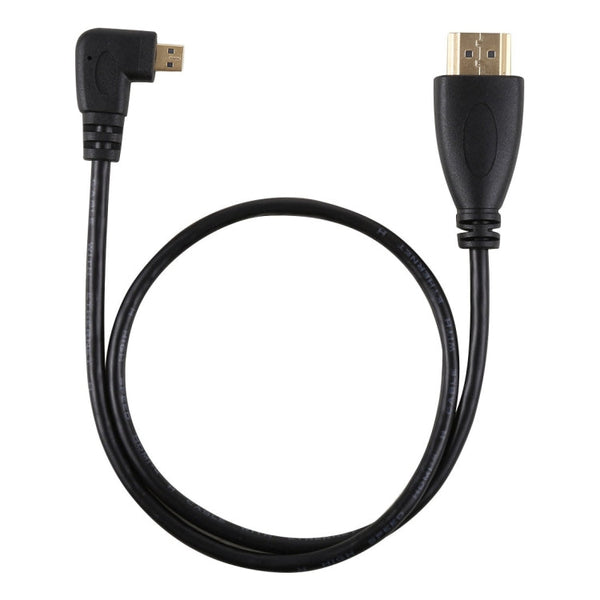 50cm 4K HDMI Male to Micro HDMI Left Angled Male Gold-plated Connector Adapter Cable, 50cm Left