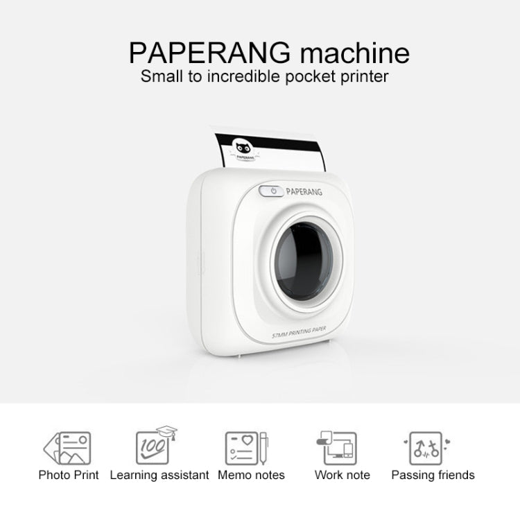 PAPERANG P1 Portable ABS Bluetooth 4.0 Printer Thermal Photo Phone Wireless Connection Printer, P1 White