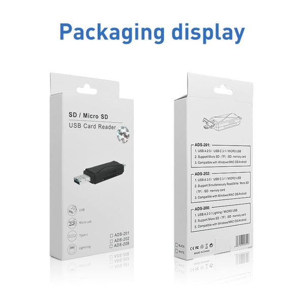 ADS-208 8 Pin+USB+Micro USB Multi-function Card Reader