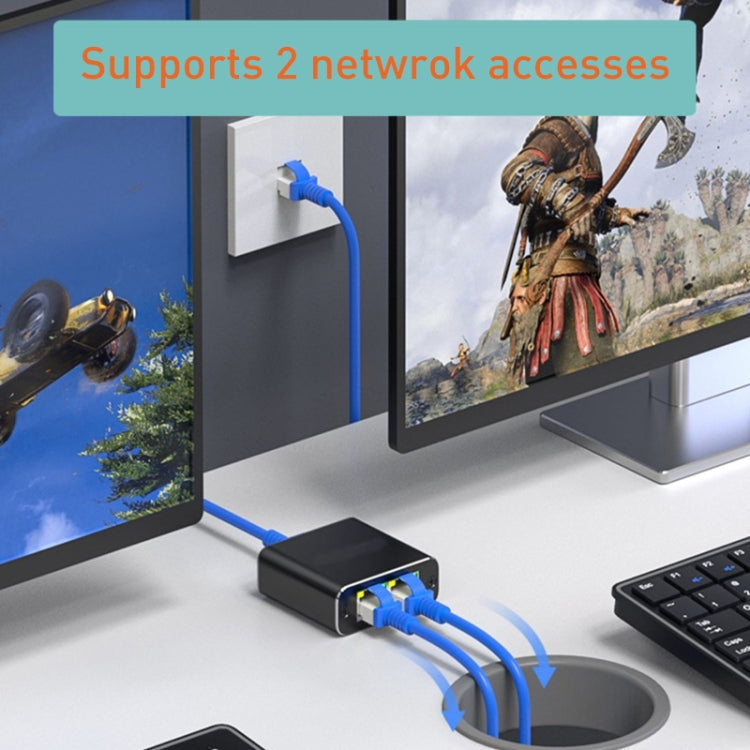 OZHW3 RJ45 1 to 2 Splitter Adapter Network 1000M LAN Ethernet Female Connector, OZHW3