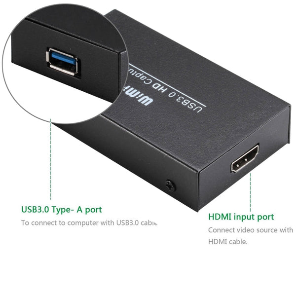 WIMI EC288 USB 3.0 HDMI 1080P Video Capture Device Stream Box, No Need Install Driver