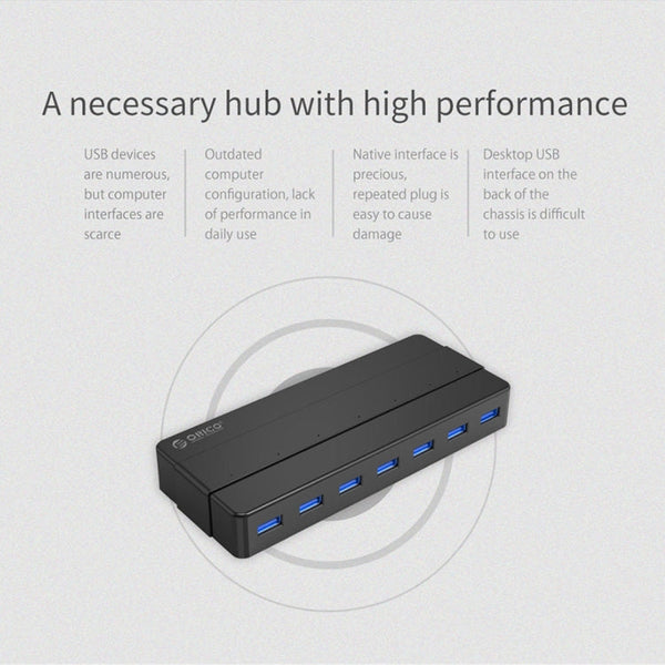 ORICO H7928-U3 ABS Material Desktop 7 Ports USB 3.0 HUB with 1m Cable, USB 3.0
