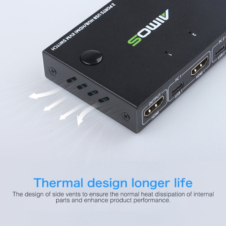 AIMOS AM-KVM201CC 2 Ports USB HUB HDMI KVM Switch without Extension Cable