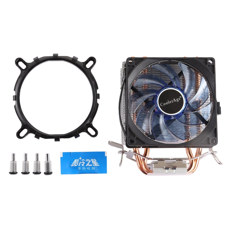 LED CPU Cooler Pure Copper Double Heat Pipe CPU Radiator CPU Fan, with Blue Light, with Blue Light