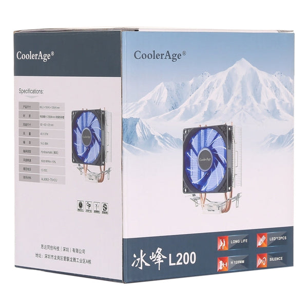 LED CPU Cooler Pure Copper Double Heat Pipe CPU Radiator CPU Fan, with Blue Light, with Blue Light