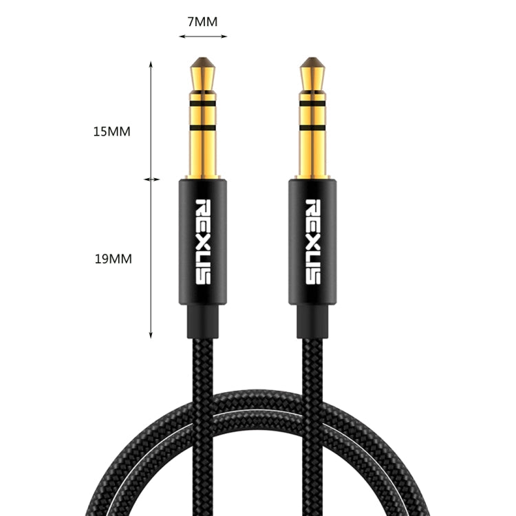 REXLIS 3629 3.5mm Male to Male Car Stereo Gold-plated Jack AUX Audio Cable for 3.5mm AUX Standard Digital Devices, Length: 1m, Length: 1m
