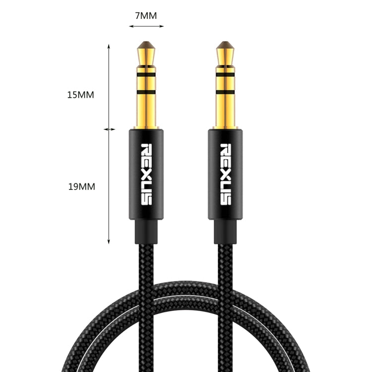 REXLIS 3629 3.5mm Male to Male Car Stereo Gold-plated Jack AUX Audio Cable for 3.5mm AUX Standard Digital Devices, Length: 1.8m, Length: 1.8m