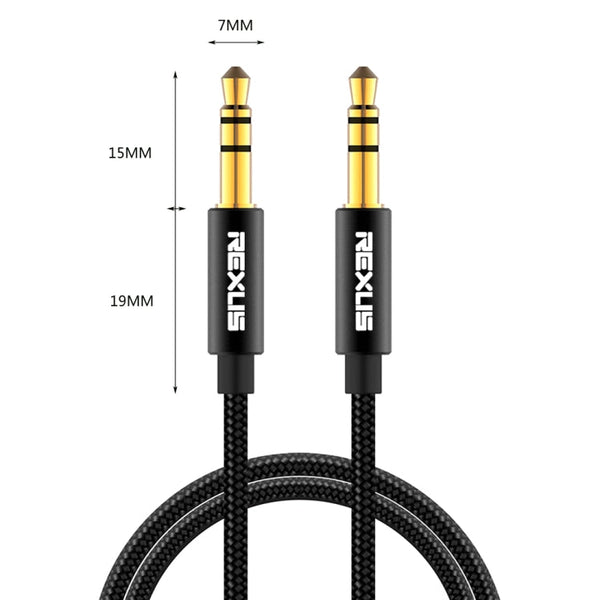REXLIS 3629 3.5mm Male to Male Car Stereo Gold-plated Jack AUX Audio Cable for 3.5mm AUX Standard Digital Devices, Length: 1.8m, Length: 1.8m
