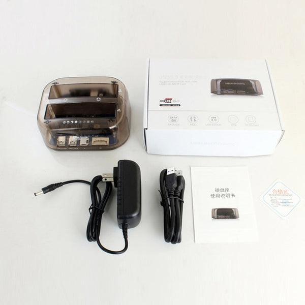 2.5 / 3.5 inch USB3.0 Dual SATA HDD Enclosure with HUB & OTB Function, The Maximum Support Capacity: 16TB