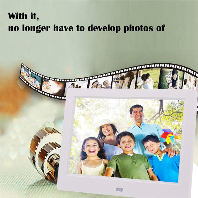 AC 100-240V 8 inch TFT Screen Digital Photo Frame with Holder & Remote Control, Support USB / SD Card Input, 8 inch TFT