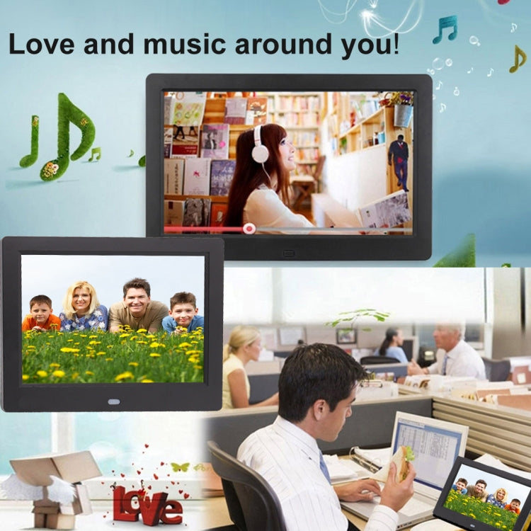 AC 100-240V 8 inch TFT Screen Digital Photo Frame with Holder & Remote Control, Support USB / SD Card Input, 8 inch TFT