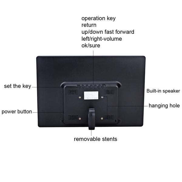 13 inch LED Display Digital Photo Frame with Holder & Remote Control, Allwinner F16, Support SD / MS / MMC Card and USB, 13 inch/F16