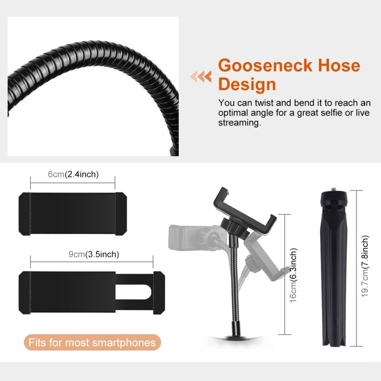 PULUZ 10.2 inch 26cm Selfie Beauty Light + Desktop Tripod Mount USB 3 Modes Dimmable LED Ring Vlogging Selfie Photography Video Lights with Cold Shoe Tripod Ball Head & Phone Clamp