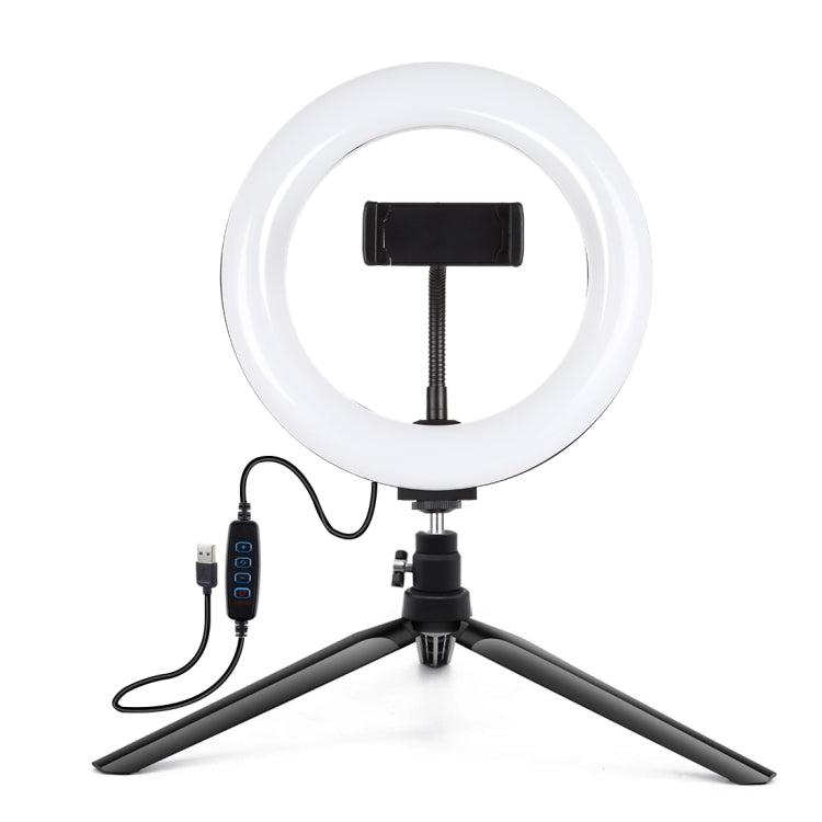 PULUZ 7.9 inch 20cm Light + Desktop Tripod Mount USB 3 Modes Dimmable Dual Color Temperature LED Curved Light Ring Vlogging Selfie Beauty Photography Video Lights with Phone Clamp