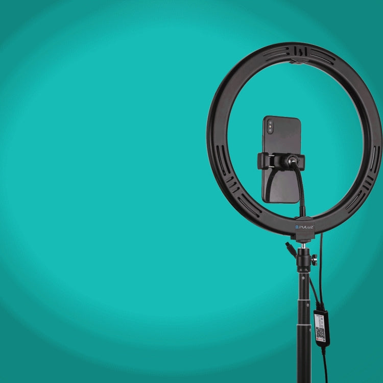 PULUZ 11.8 inch 30cm RGBW Light + 1.65m Mount Curved Surface RGBW Dimmable LED Ring Selfie Vlogging Light  Live Broadcast Kits with Cold Shoe Tripod Adapter & Phone Clamp & Remote Control