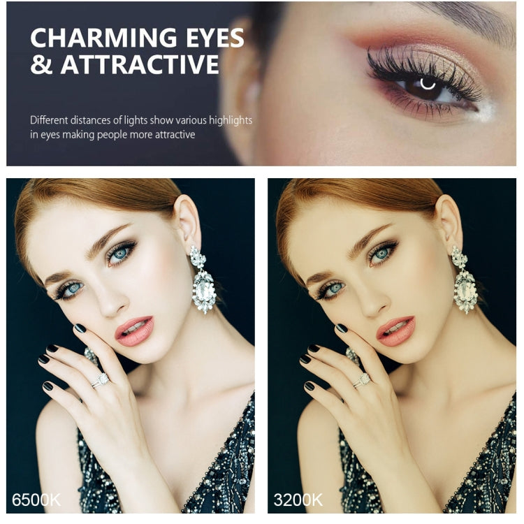 PULUZ 7.9 inch 20cm Light+ Round Base Desktop Holder USB 3 Modes Dimmable Dual Color Temperature LED Curved Light Ring Vlogging Selfie Photography Video Lights with Phone Clamp