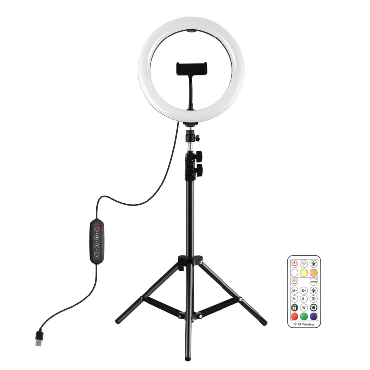 PULUZ 10.2 inch 26cm Marquee LED RGBWW Selfie Beauty Light  + 1.1m Tripod Mount 168 LED Dual-color Temperature Dimmable Ring Vlogging Photography Video Lights with Cold Shoe Tripod Ball Head & Remote Control & Phone Clamp