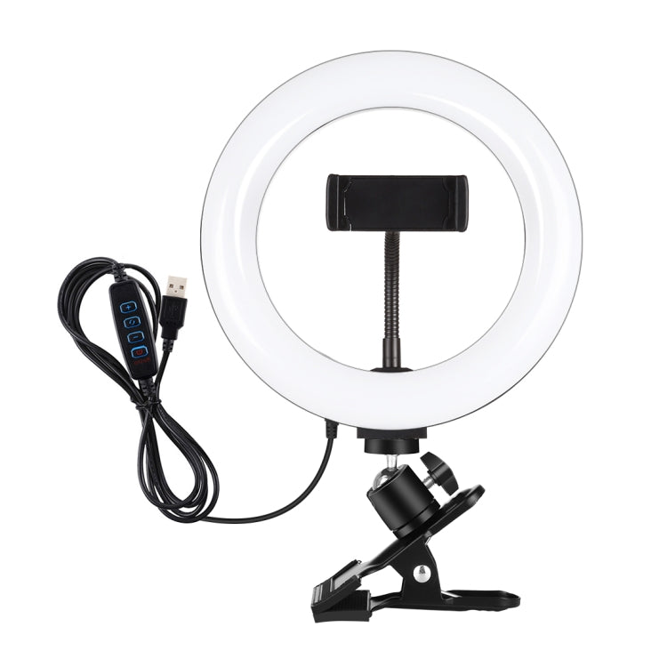 PULUZ 7.9 inch 20cm Ring Selfie Light + Monitor Clip 3 Modes USB Dimmable Dual Color Temperature LED Curved Vlogging Photography Video Lights Kits with Phone Clamp