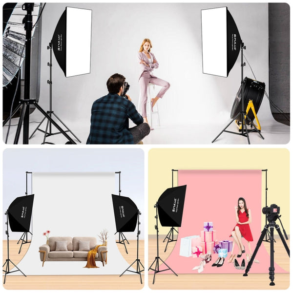 PULUZ Softbox Lighting Kit 2 PCS 50x70cm Professional Photo Studio Photography Light Equipment with 2 x E27 Socket Bulb Photography Lighting Kit