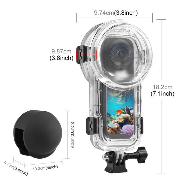 For Insta360 X5 PULUZ 60m Waterproof Sealed Diving Case with Silicone Lens Cover
