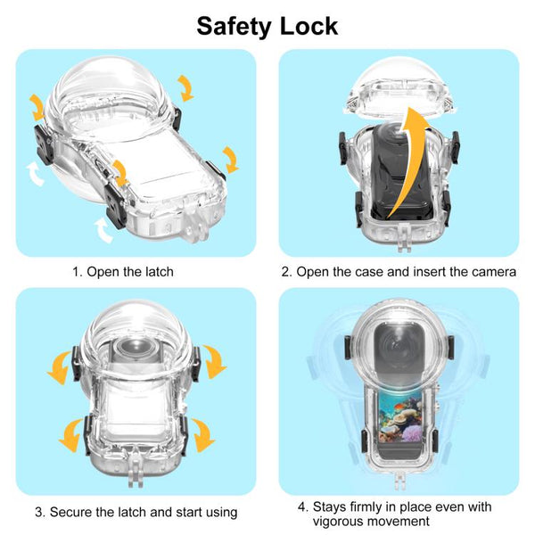 For Insta360 X5 PULUZ 60m Waterproof Sealed Diving Case with Silicone Lens Cover