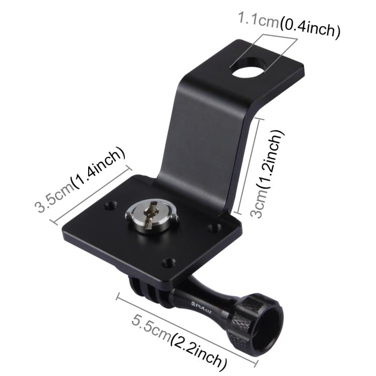 PULUZ Aluminum Alloy Motorcycle Fixed Holder Mount with Tripod Adapter & Screw for GoPro, Insta360, DJI and Other Action Cameras