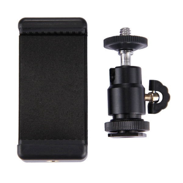 PULUZ 1/4 inch Hot Shoe Tripod Head +  Tripod Stand Clamp for iPhone, Samsung, Huawei, HTC, 5.5cm - 8cm Width Smartphones