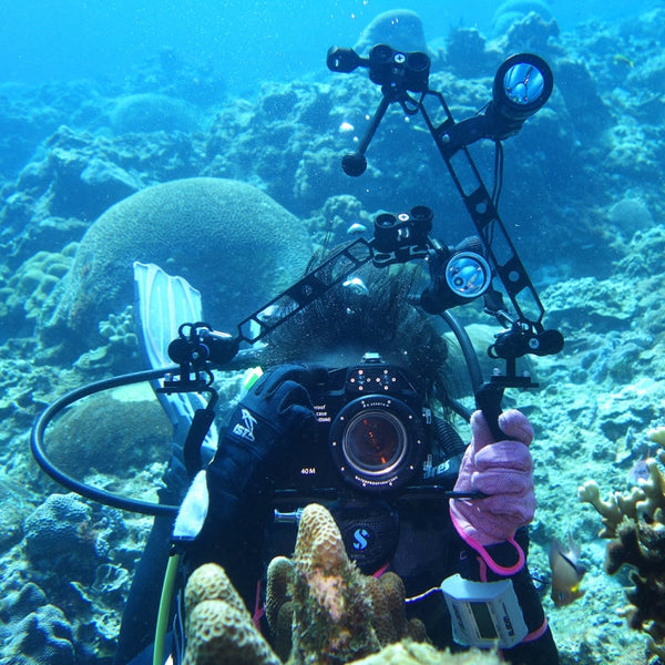 PULUZ Ball Clamp Close Hole Diving Camera Bracket CNC Aluminum Spring Flashlight Clamp for Diving Underwater Photography System