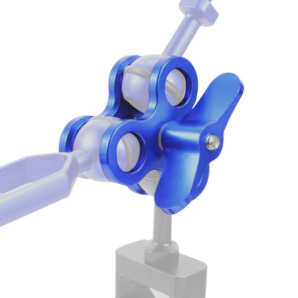 PULUZ Triple Ball Clamp Close Hole Diving Camera Bracket CNC Aluminum Spring Flashlight Clamp for Diving Underwater Photography System, Triple Ball Close Hole(Blue)