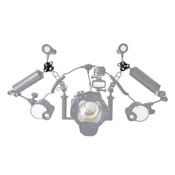 PULUZ Triple Ball Clamp Open Hole Diving Camera Bracket CNC Aluminum Spring Flashlight Clamp for Diving Underwater Photography System