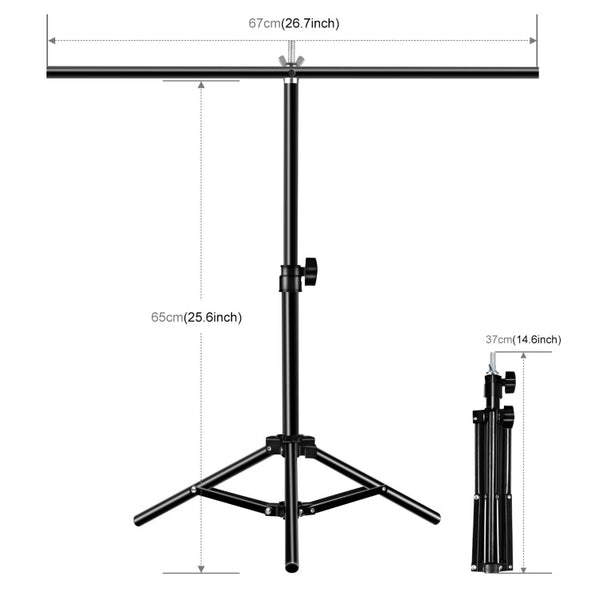 67cm T-Shape Photo Studio Background Support Stand Backdrop Crossbar Bracket with Clips, No Backdrop