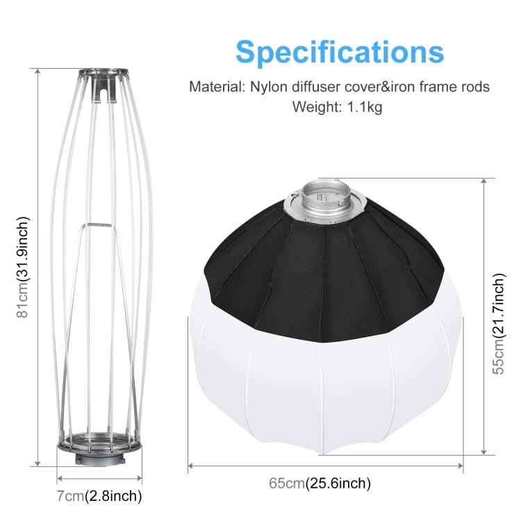PULUZ 65cm Foldable Lantern Softbox SpeedLite Flash Light Foldable Diffuser