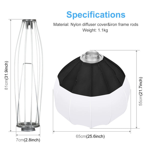 PULUZ 65cm Foldable Lantern Softbox SpeedLite Flash Light Foldable Diffuser