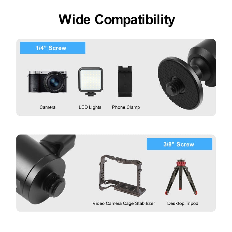 PULUZ 3/8 inch Outer Screw Metal Tripod Ball Head Adapter with Knob Lock