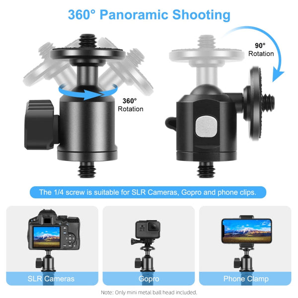 PULUZ 1/4 inch Outer Screw Metal Tripod Ball Head Adapter with Knob Lock