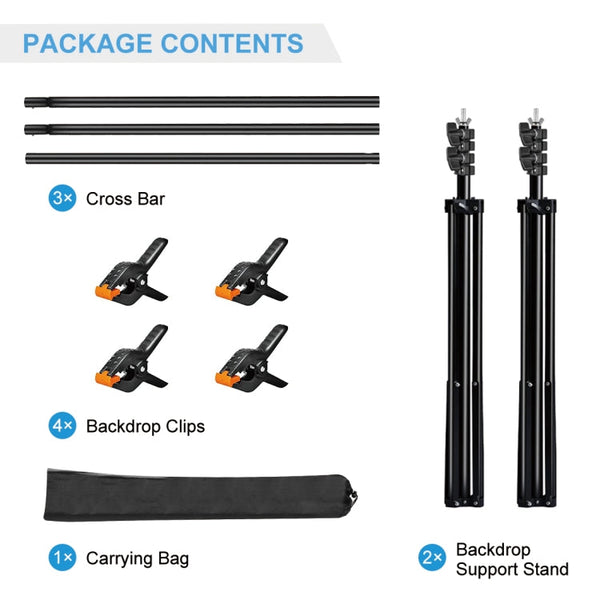 2 x 2m Photo Studio Background Support Stand Backdrop Crossbar Bracket