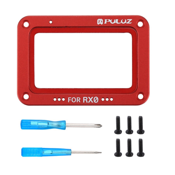 PULUZ Aluminum Alloy Flame + Tempered Glass Lens Protector for Sony RX0 / RX0 II, with Screws and Screwdrivers, Front Flame Red