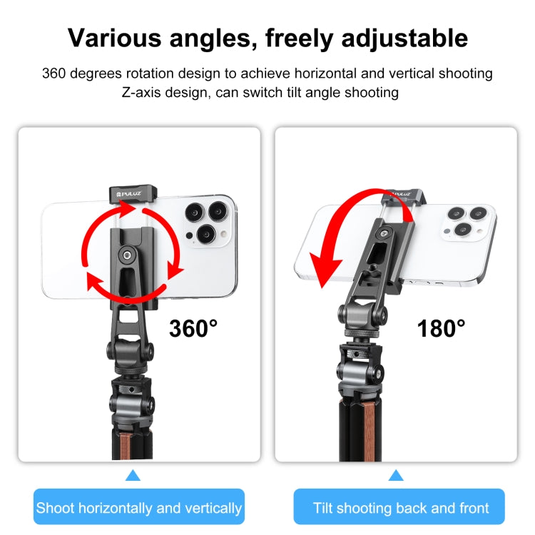 PULUZ Z-axis 360 Rotation Cold Shoes Aluminum Alloy Phone Clamp Holder Bracket, Z-axis Phone Clamp