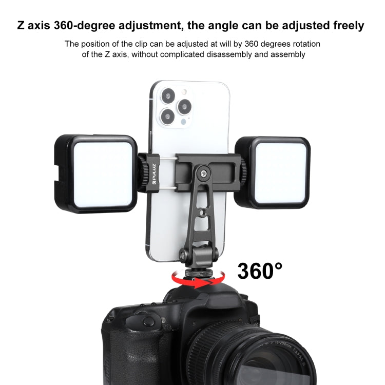 PULUZ Z-axis 360 Rotation Cold Shoes Aluminum Alloy Phone Clamp Holder Bracket, Z-axis Phone Clamp