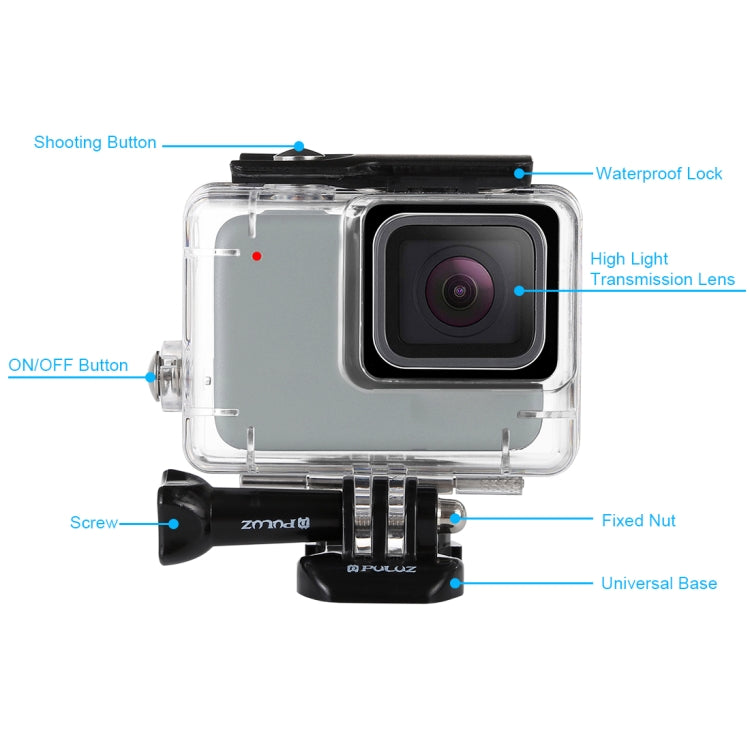 PULUZ 45m Underwater Waterproof Housing Diving Case for GoPro HERO7 Silver / HERO7 White, with Buckle Basic Mount & Screw, For HERO7