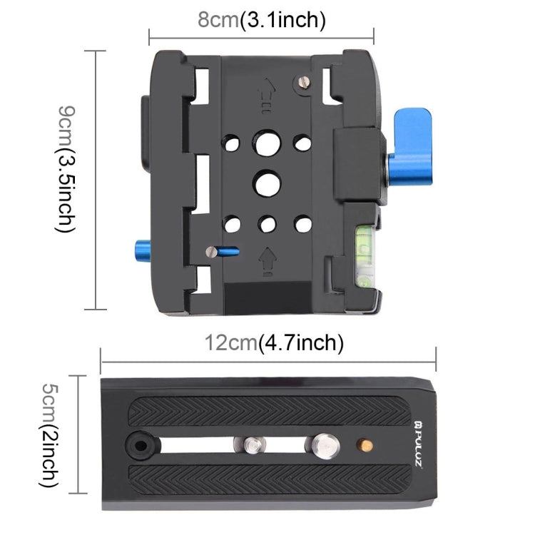 PULUZ Quick Release Clamp Adapter + Quick Release Plate for  DSLR & SLR Cameras, QR Plate Black