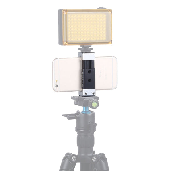 PULUZ Universal Phone Aluminum Alloy Clamp Holder Bracket with Cold Shoe For iPhone, Galaxy, Huawei, Xiaomi, Sony, HTC, Google and other Smartphones