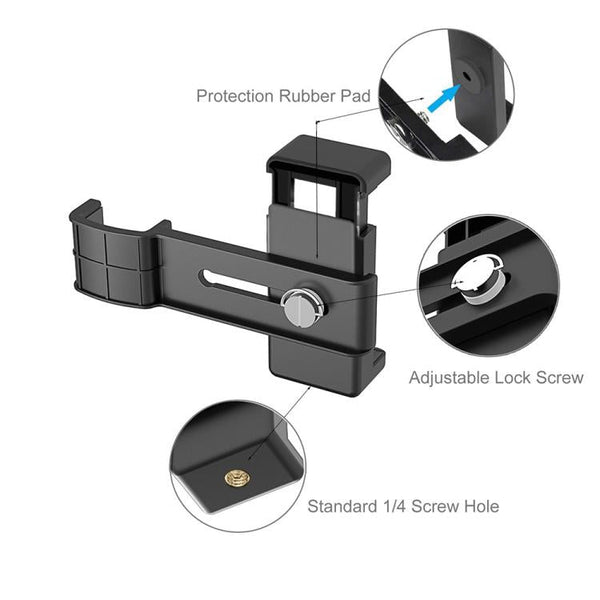 PULUZ Smartphone Fixing Clamp 1/4 inch Holder Mount Bracket for DJI OSMO Pocket / Pocket 2
